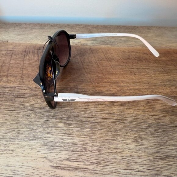 KHAN ELITE COLLECTION NWT Aviator Sunglasses Plastic Frames Black White Classic - Picture 4 of 14